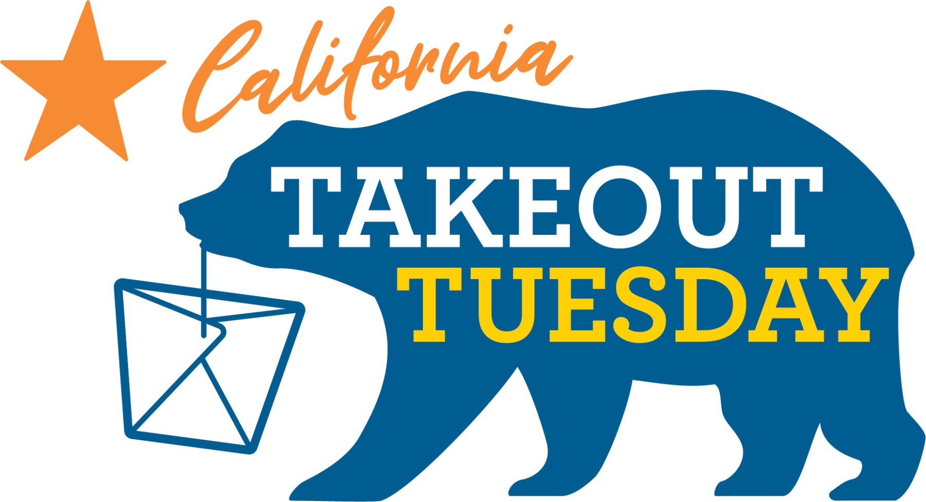 CA Take-Out Tuesdays bear delivering food box to California
