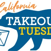 CA Take-Out Tuesdays bear delivering food box to California