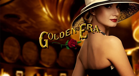 Golden Era Lounge rose logo with classy woman in the background in a nicely lit, elegant atmosphere