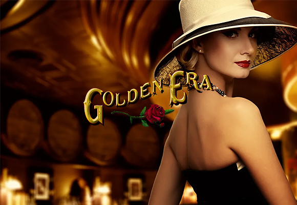 Golden Era Lounge rose logo with classy woman in the background in a nicely lit, elegant atmosphere
